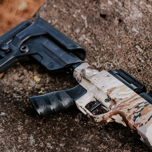 Barra 250Z - .25 caliber Veil Camo stock Package: HT 6-24x44SFIR Discoveryopt scope, Altaros moderator, 2 tins of .25 calibers pellets