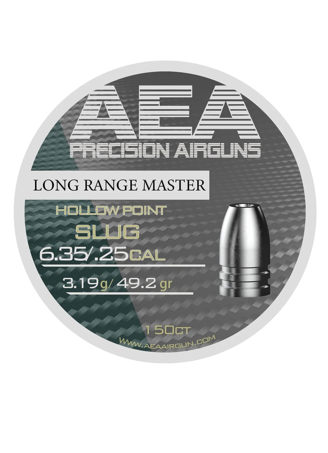 AEA Long Range Master | Slugs | .25 Caliber - 49.2 Gr | 150 Ct screw lid tins