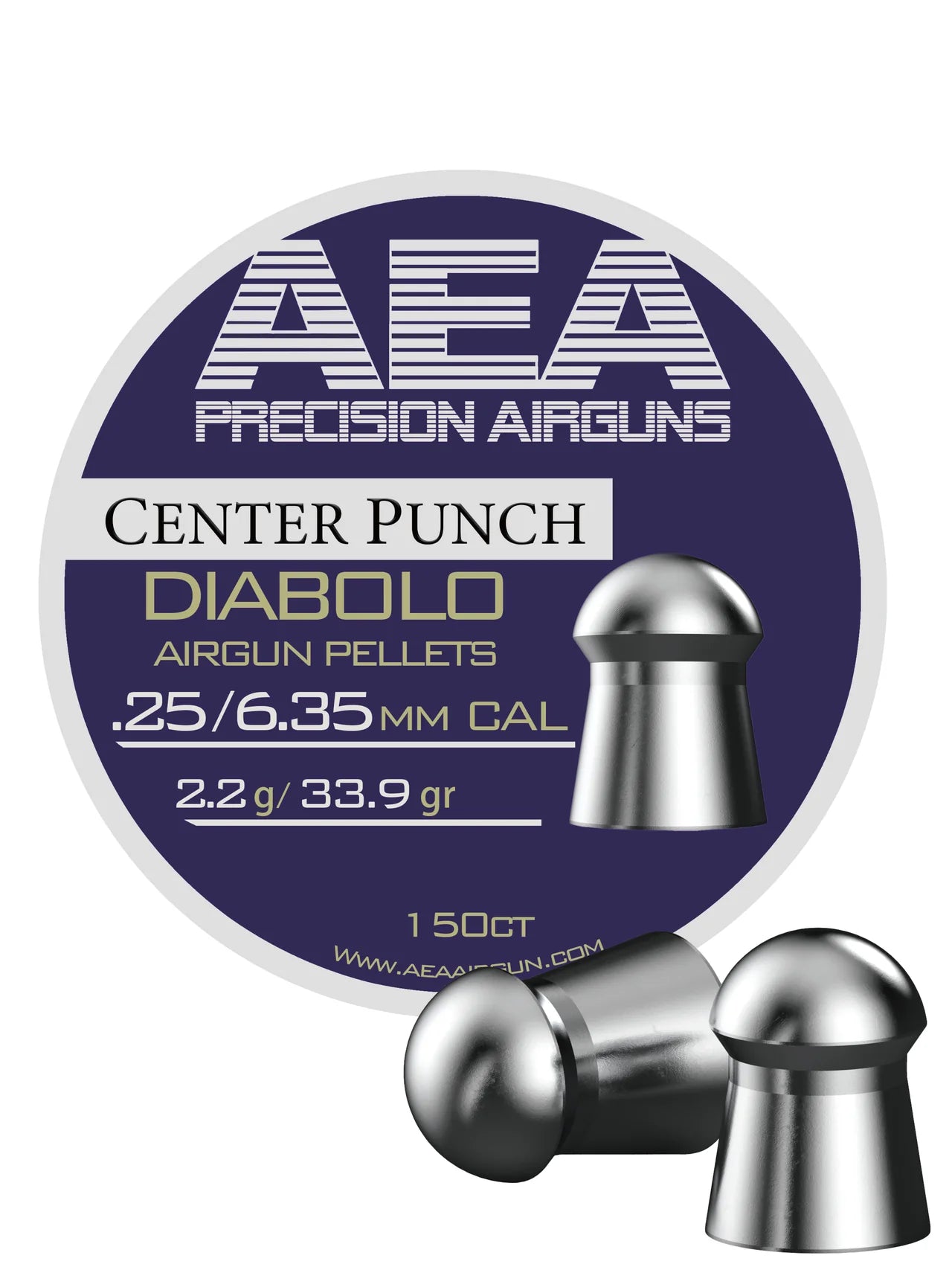AEA Center Punch Pellets - .25 caliber - 33.9 grain - 150 count tin
