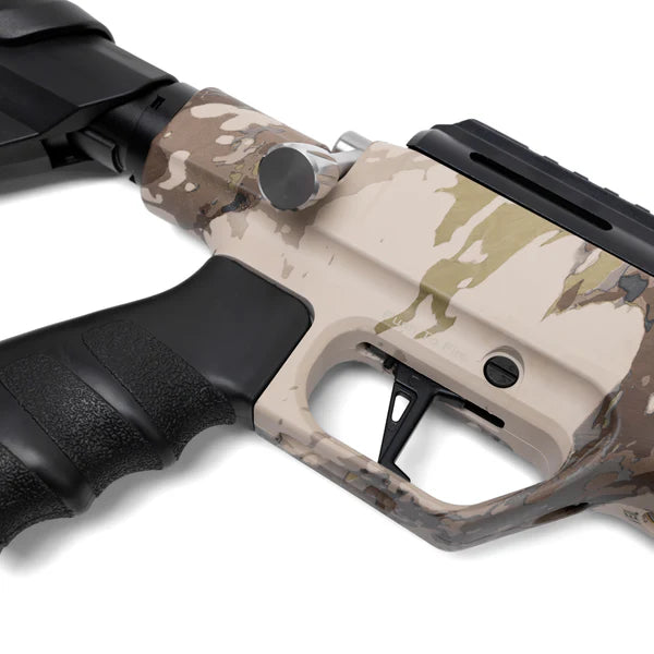 Barra 250Z - .25 caliber Veil Camo stock Package: HT 6-24x44SFIR Discoveryopt scope, Altaros moderator, 2 tins of .25 calibers pellets