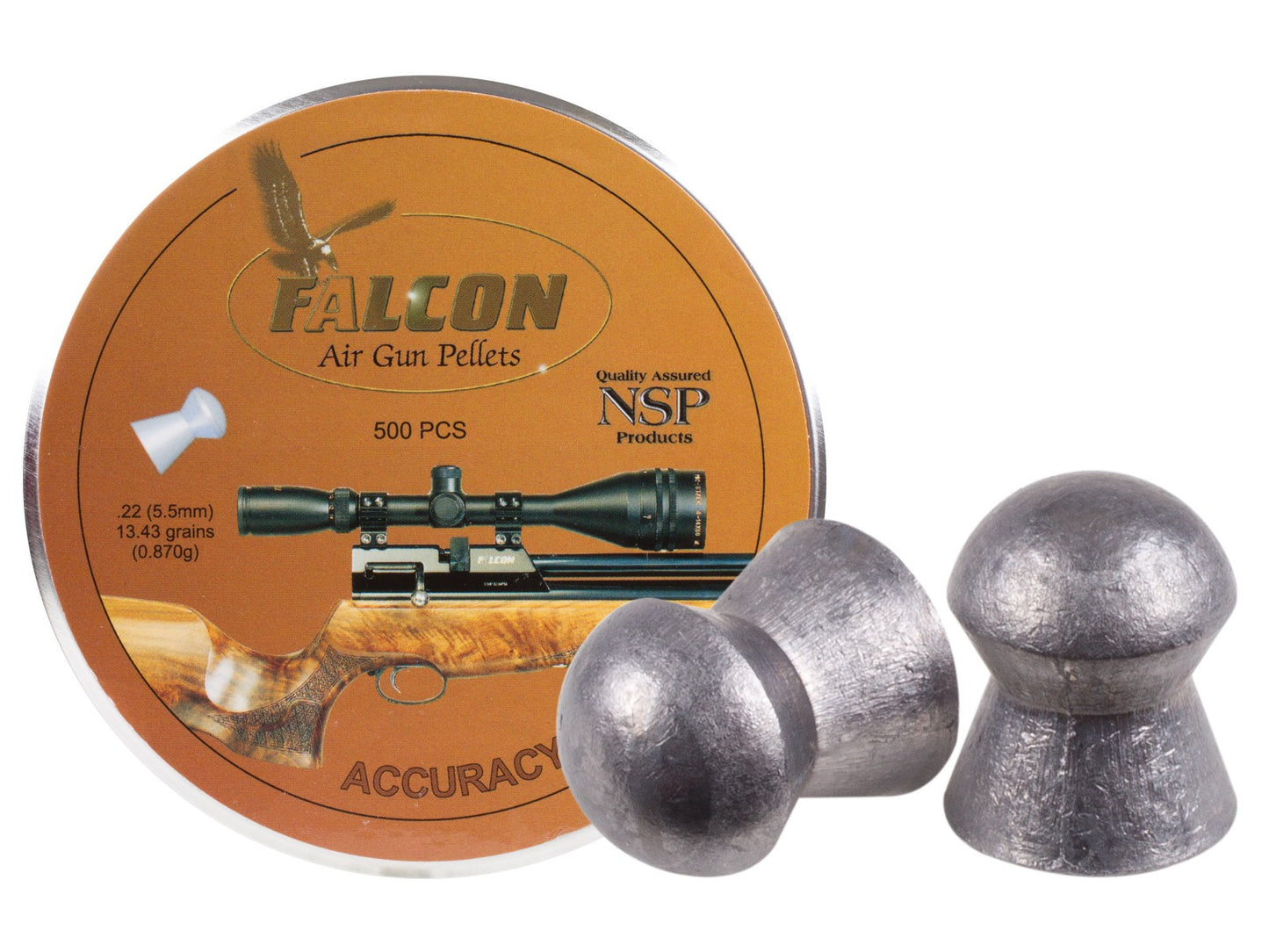 Air Arms .22 Cal 13.43 gr Falcon-Accuracy Plus 500 count Tin.