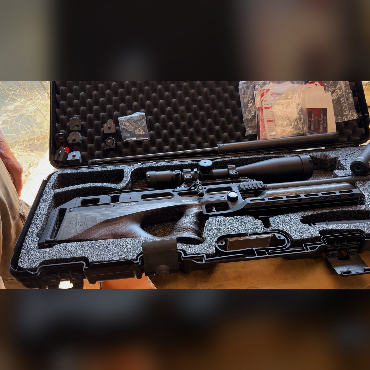 BRK Ghost PCP Air Rifle, Used - 30 & 177 caliber packages, Gray Laminate Stock with Athlon 15-60x56