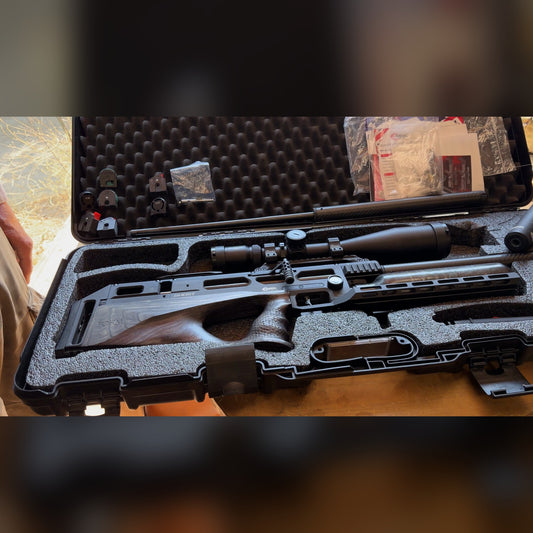 BRK Ghost PCP Air Rifle, Used - 30 & 177 caliber packages, Gray Laminate Stock with Athlon 15-60x56