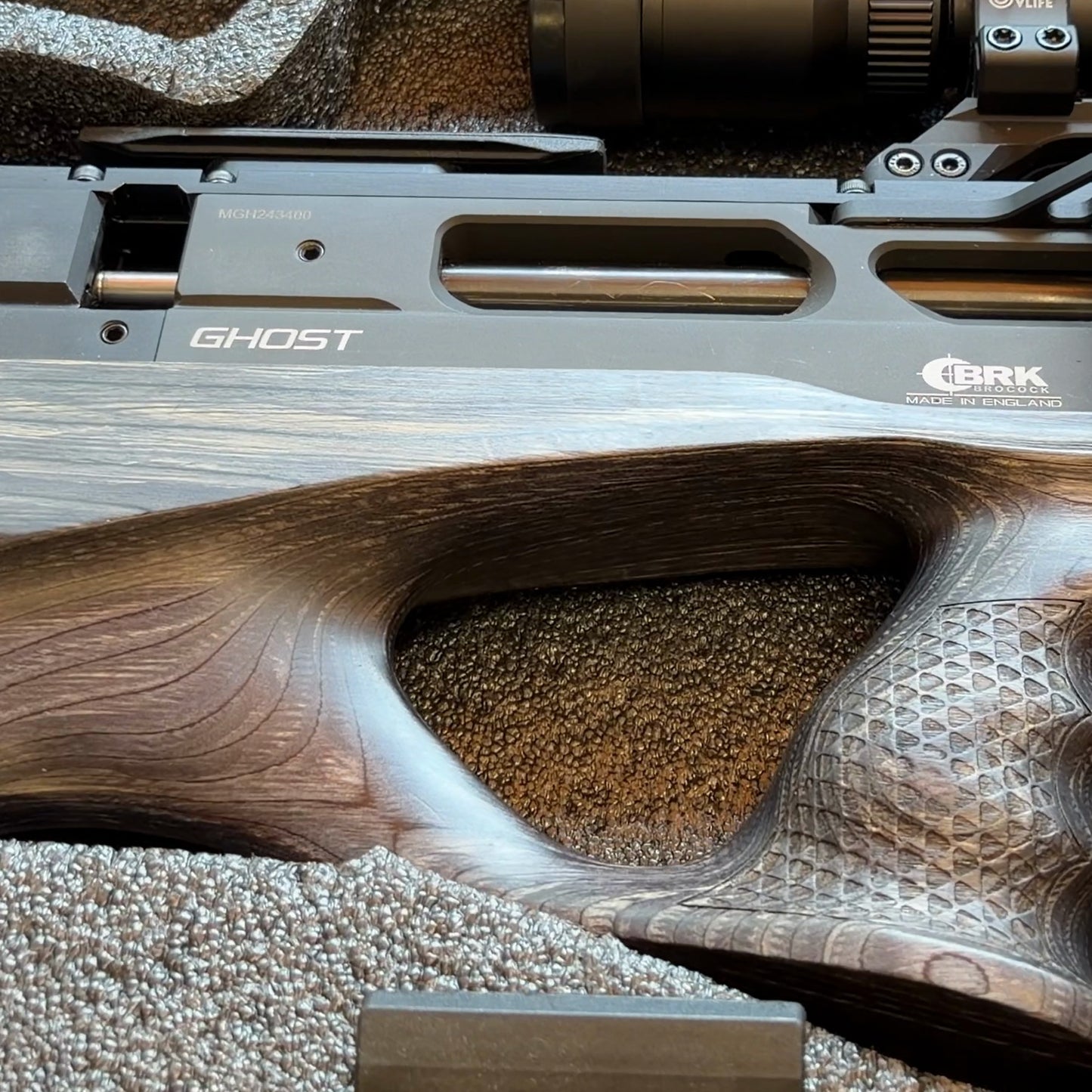 BRK Ghost PCP Air Rifle, Used - 30 & 177 caliber packages, Gray Laminate Stock with Athlon 15-60x56