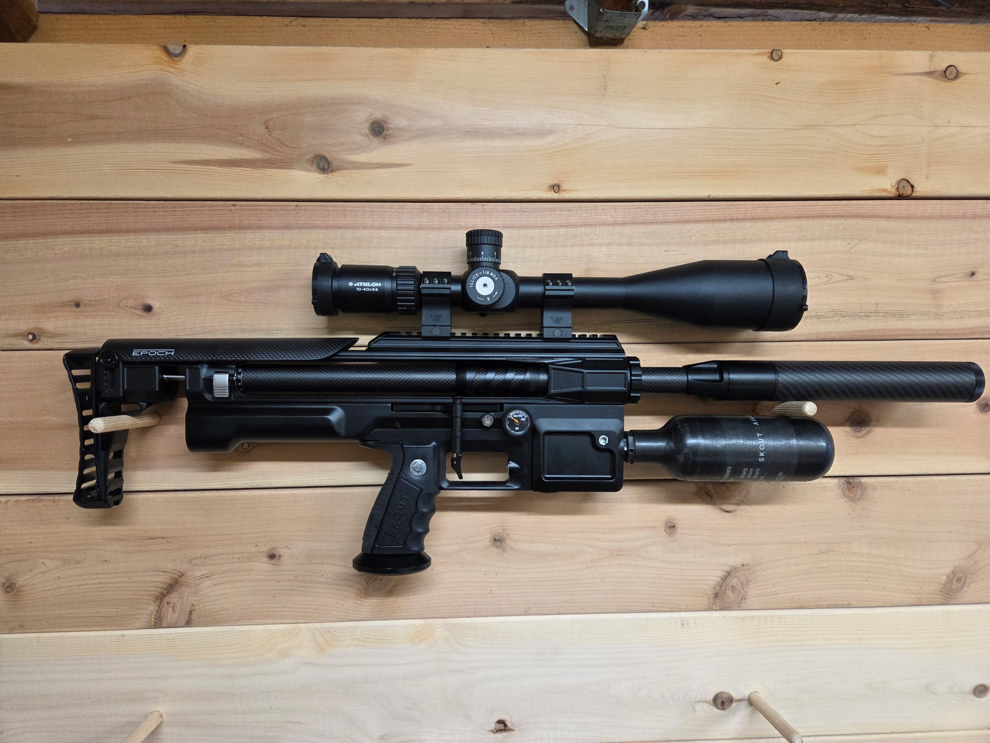 Skout Epoch Compact 22 cal Upgraded LW poly Bull Barrel, Athlon 10-40x56 scope, & more