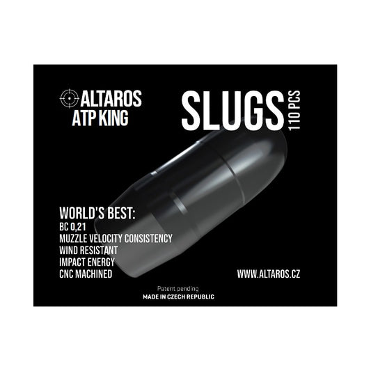 Altaros ATP King with a BC of 0.21 - .22 cal. 5.52 40 gr 110 count individually packed in foam