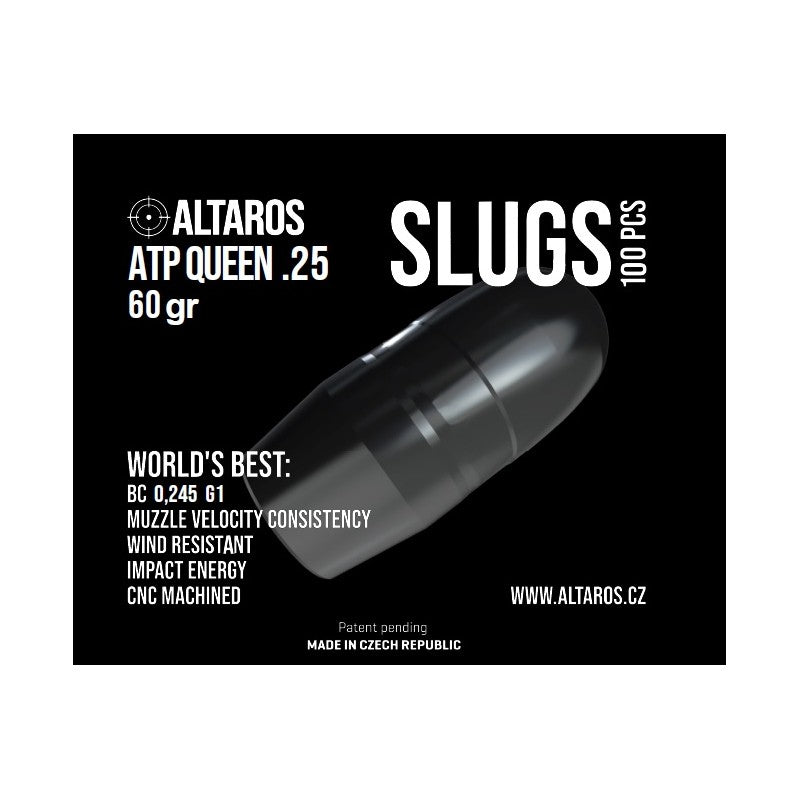 Altaros ATP Queen with a BC of 0.245 - .25 Cal 6.35mm  60gr