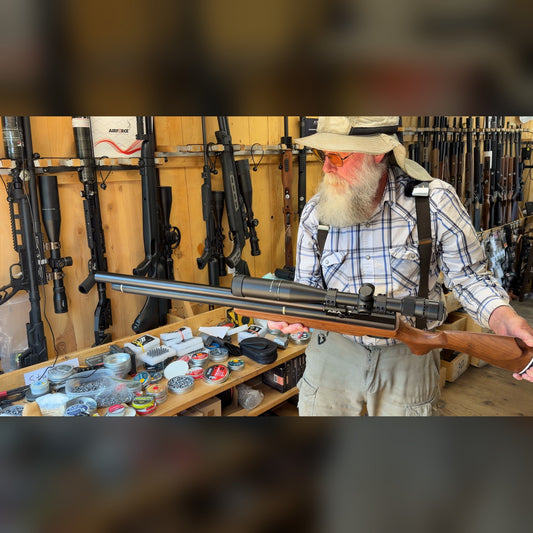 AEA Challenger .25 caliber PCP Air Rifle, Used - Wood Stock, Bolt Action, Adjustable Power