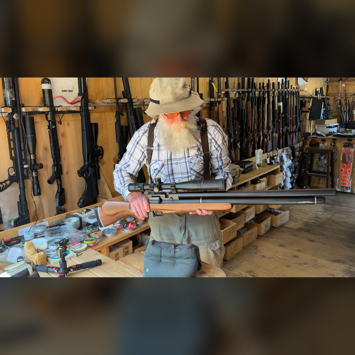 AEA Challenger .25 caliber PCP Air Rifle, Used - Wood Stock, Bolt Action, Adjustable Power