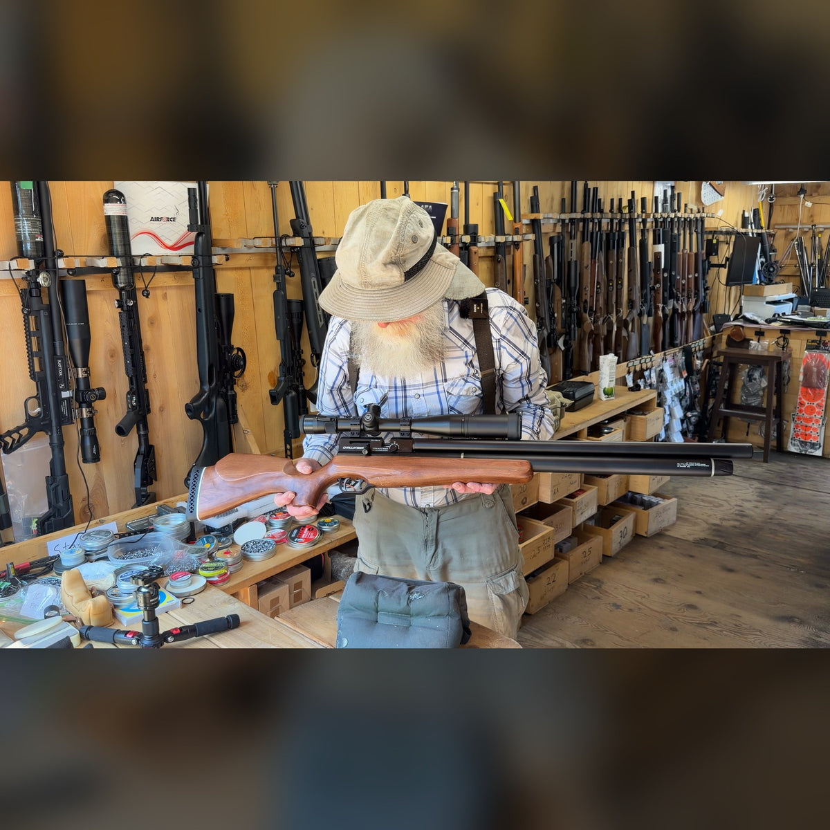 AEA Challenger .25 caliber PCP Air Rifle, Used - Wood Stock, Bolt Action, Adjustable Power