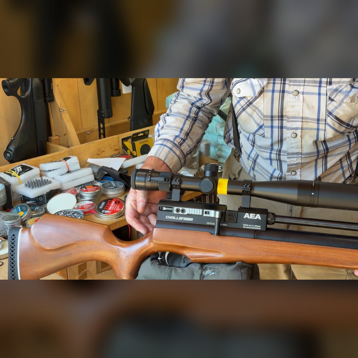 AEA Challenger .357 caliber PCP Air Rifle, Used - with Vortex 4.5x44 mounted scope