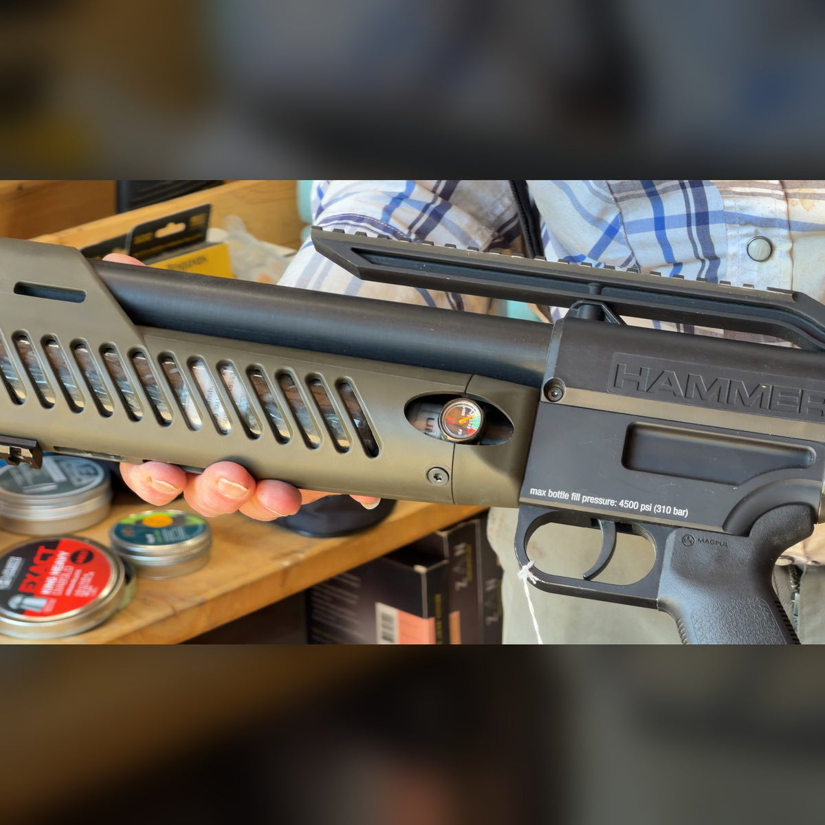 Umarex Hammer .50 caliber PCP Air Rifle, Used - Two Shot Sliding Magazine, Carbon Fiber Bottle