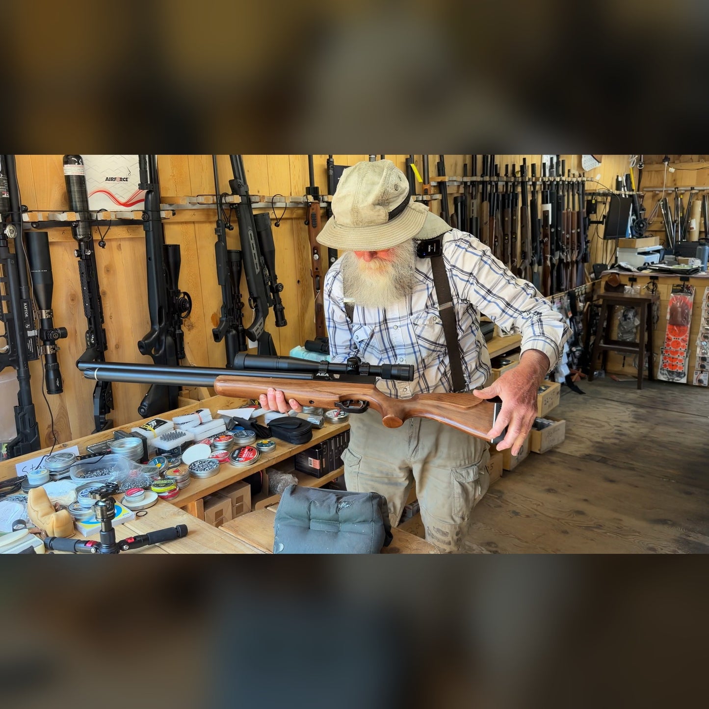 AEA Challenger .25 caliber PCP Air Rifle, Used - Wood Stock, Bolt Action, Adjustable Power