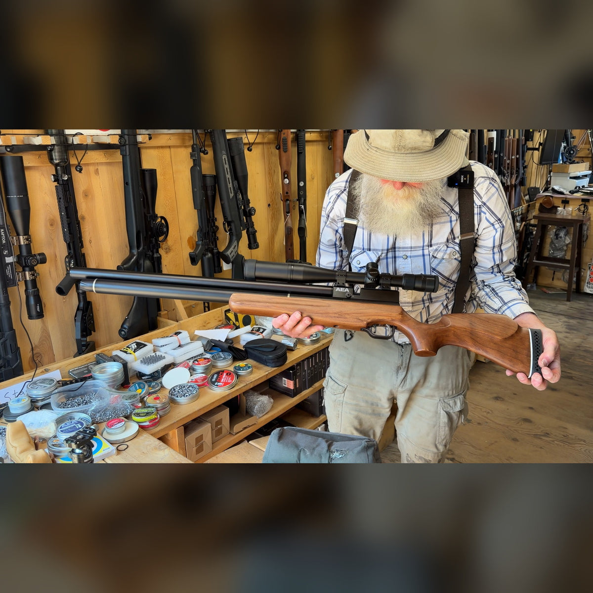 AEA Challenger .25 caliber PCP Air Rifle, Used - Wood Stock, Bolt Action, Adjustable Power