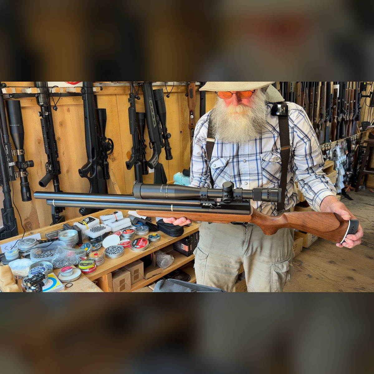 AEA Challenger .25 caliber PCP Air Rifle, Used - Wood Stock, Bolt Action, Adjustable Power